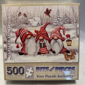 NIB Bits and Pieces Three Gnome Winter 500 Piece Puzzle Christmas Snow Winter